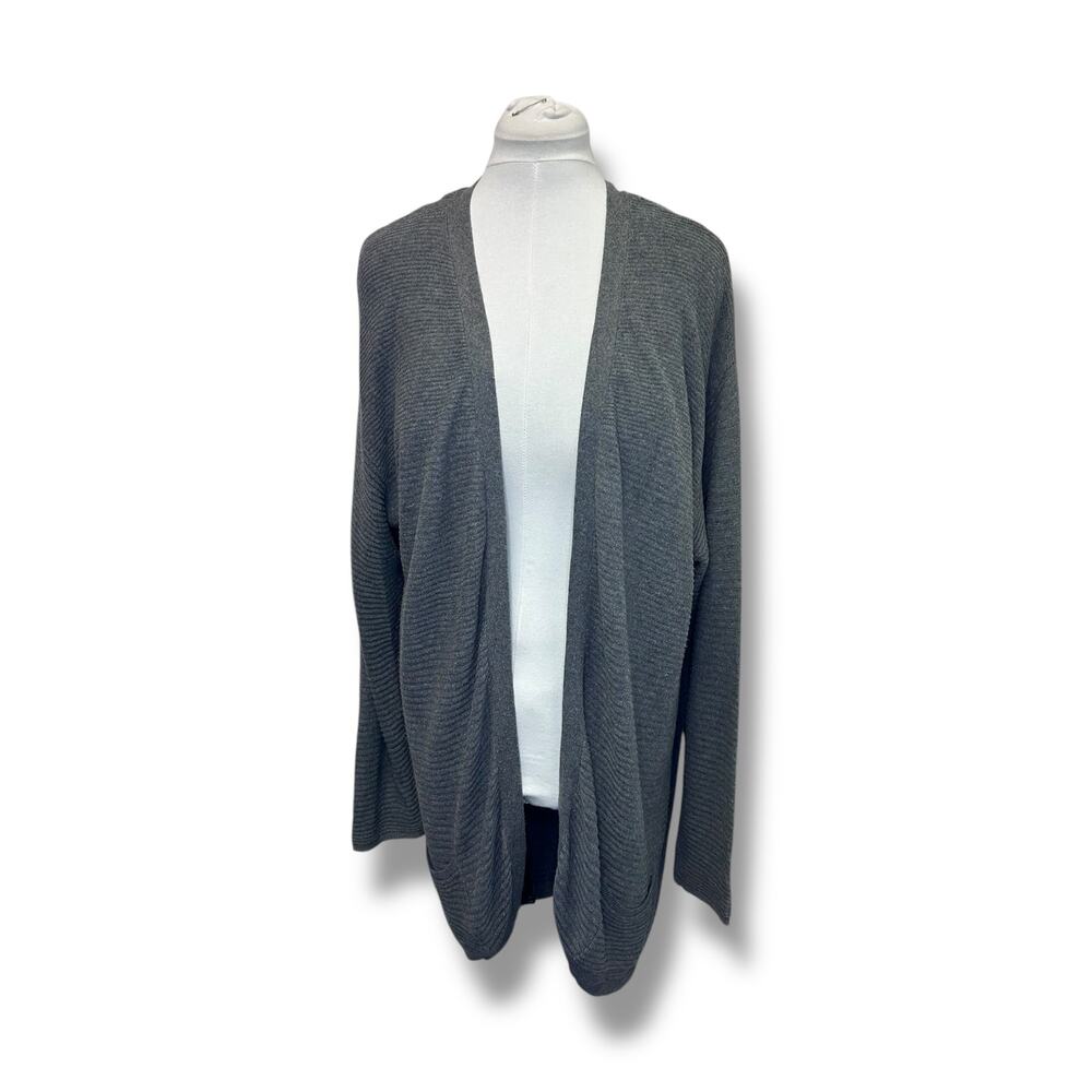 Leo & Nicole Women’s Plus Longline Knit Open Front Wrap Cardigan Gray XXL